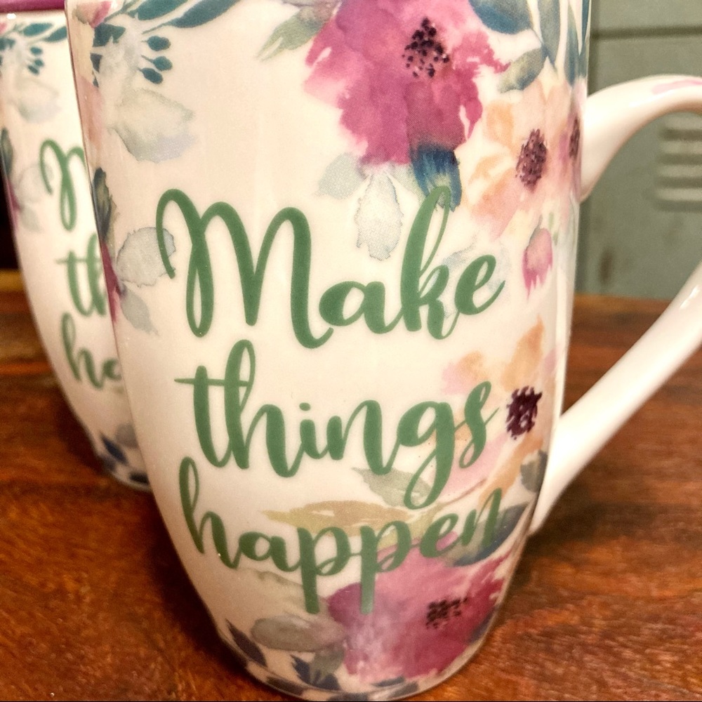 Pair 16oz Ceramic Coffee Mugs Motivational NWT - Picture 8 of 11